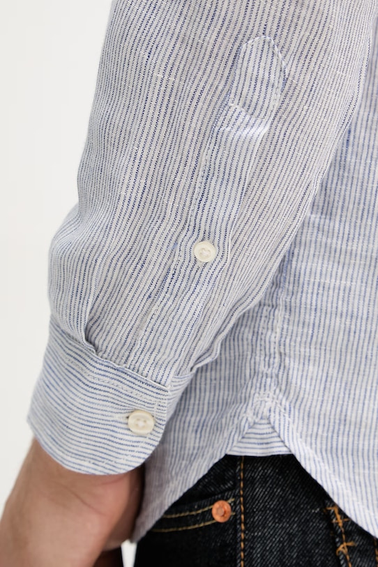 United Colors of Benetton košulja za muškarce od lana 5BKU5QJG8 plava