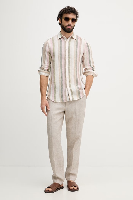 United Colors of Benetton cămașă pentru bărbați de in 5BKU5QJG8 roz AA00