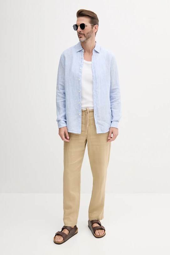 Льняная рубашка United Colors of Benetton 5BKU5QJG8 голубой AA00