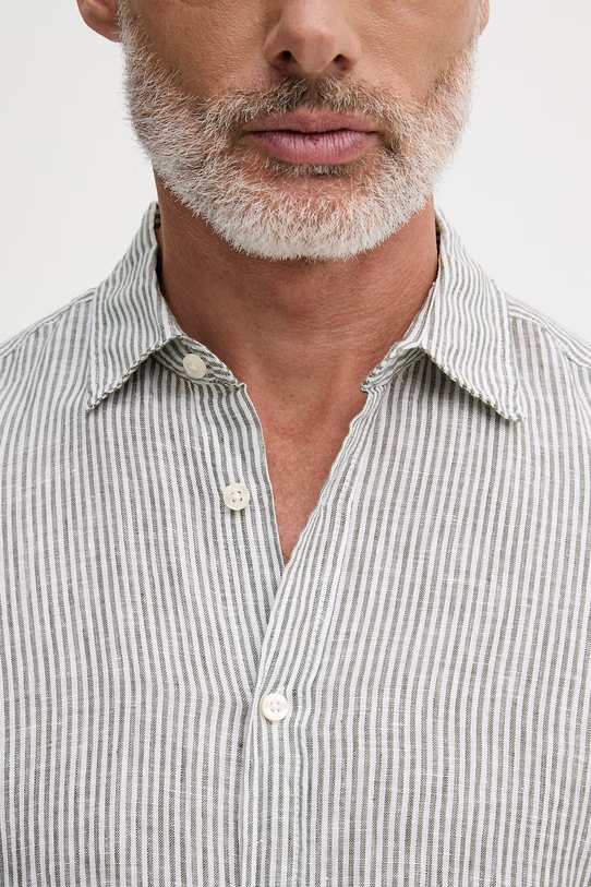 United Colors of Benetton сорочка чоловіча лляна 5BKU5QJG8 зелений