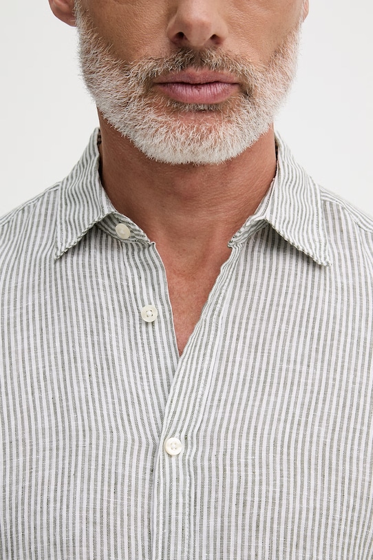 United Colors of Benetton сорочка чоловіча лляна 5BKU5QJG8 зелений