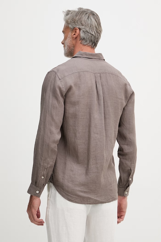 Одяг United Colors of Benetton сорочка чоловіча лляна 5BKU5QJG8 коричневий