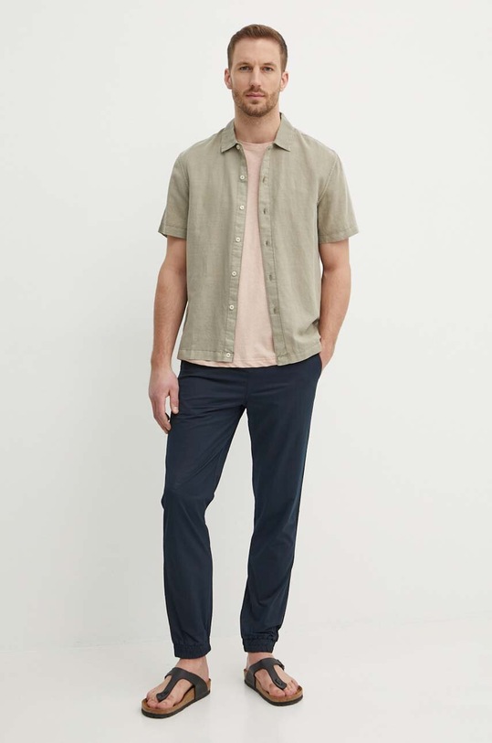 Одяг Сорочка з льону United Colors of Benetton 55B6UQ03H зелений