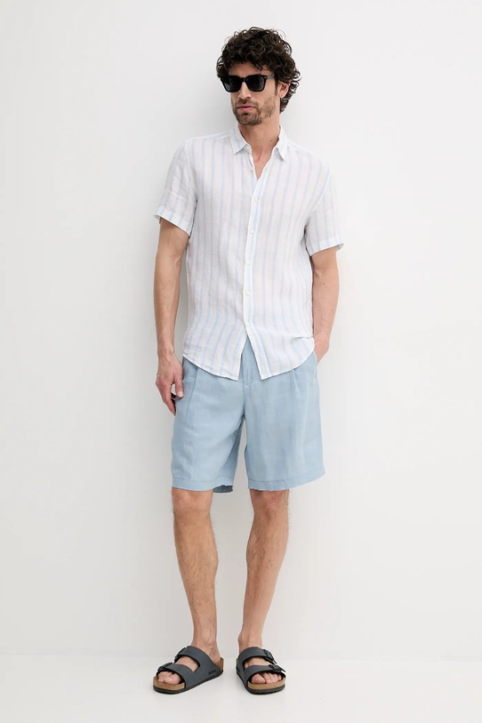 Ľanová košeľa United Colors of Benetton 5BKU5QJH8 biela SS25