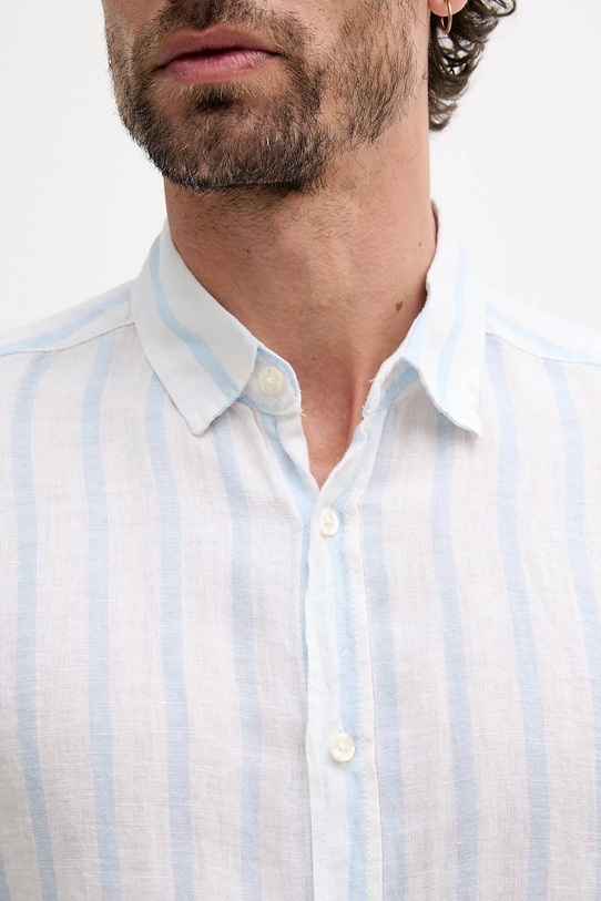 Ľanová košeľa United Colors of Benetton 5BKU5QJH8 biela