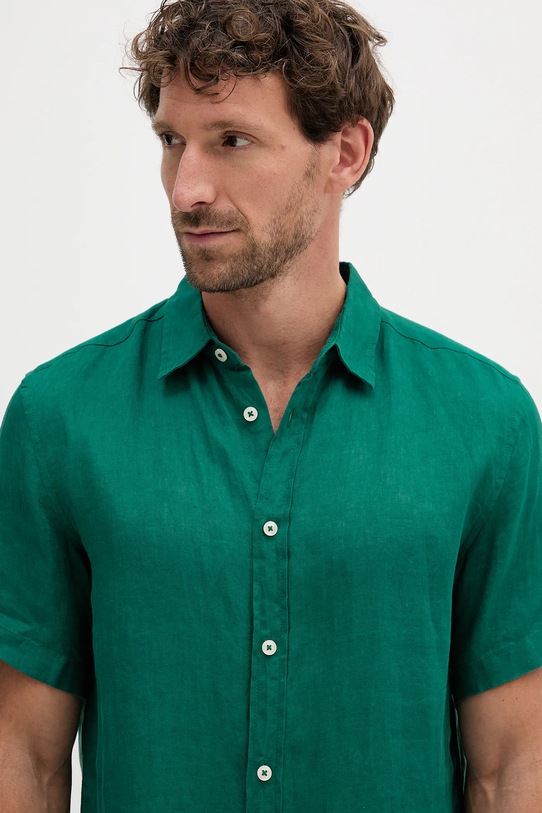 United Colors of Benetton koszula lniana zielony 5BKU5QJH8
