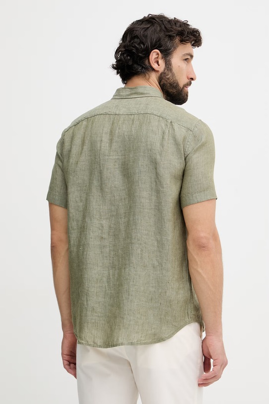 Odjeća United Colors of Benetton košulja za muškarce od lana 5BKU5QJH8 zelena