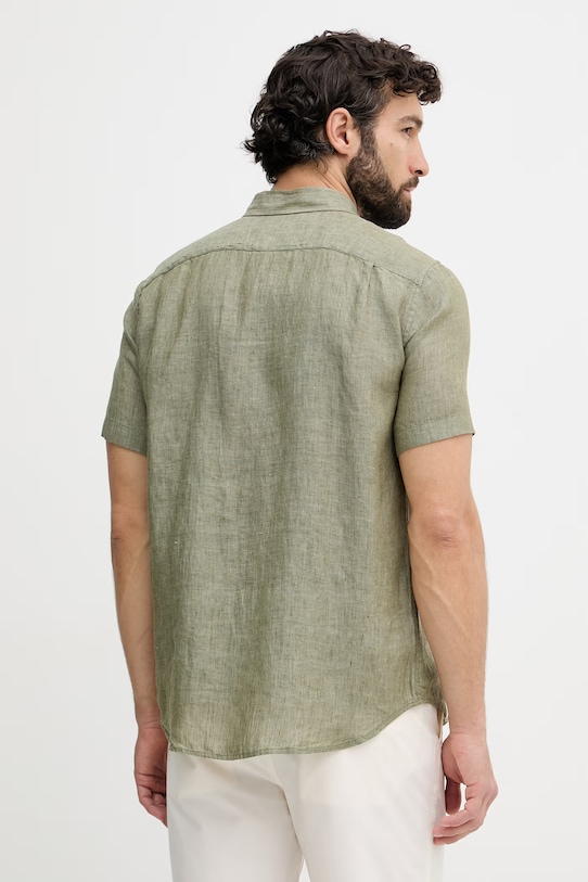 Odjeća United Colors of Benetton košulja za muškarce od lana 5BKU5QJH8 zelena