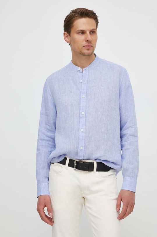 Lněná košile North Sails hladký modrá 664301