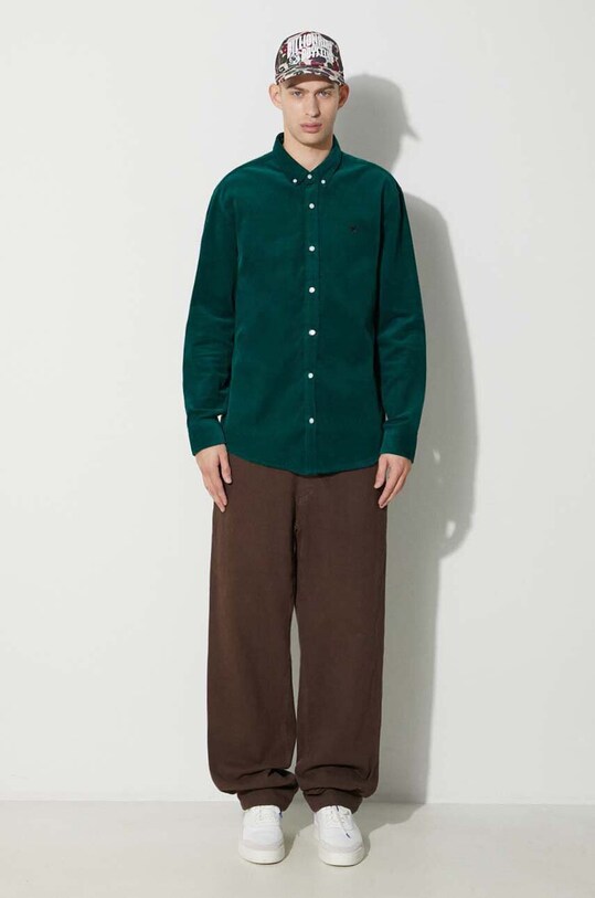 Вельветова сорочка Carhartt WIP Longsleeve Madison Fine Cord Shirt I030580.1ZUXX зелений SS24