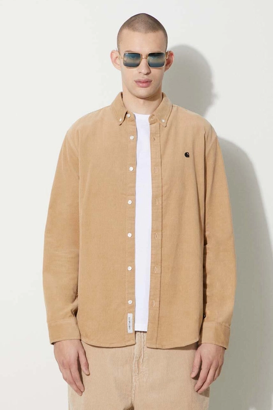 Carhartt WIP corduroy shirt Longsleeve Madison Fine Cord Shirt button-down beige I030580.1ZWXX