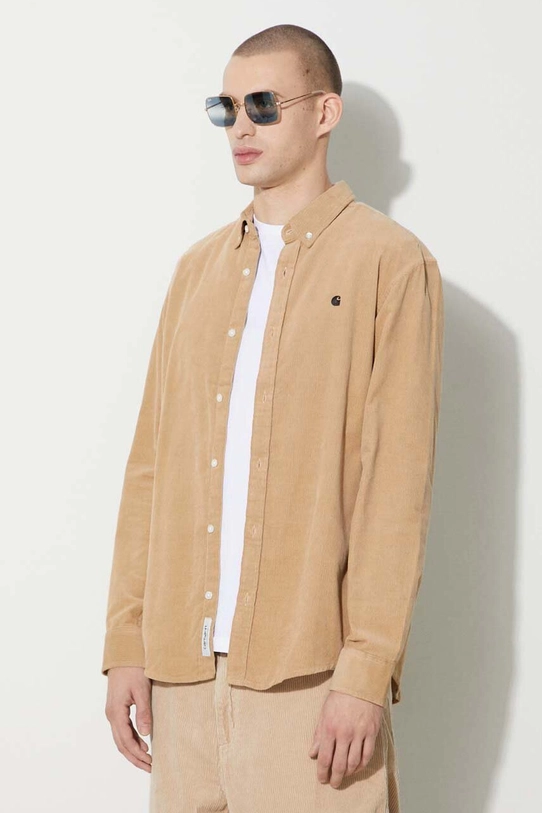 Carhartt WIP corduroy shirt Longsleeve Madison Fine Cord Shirt beige I030580.1ZWXX