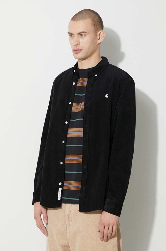 Джинсова риза Carhartt WIP Longsleeve Madison Fine Cord Shirt черен I030580.K02XX