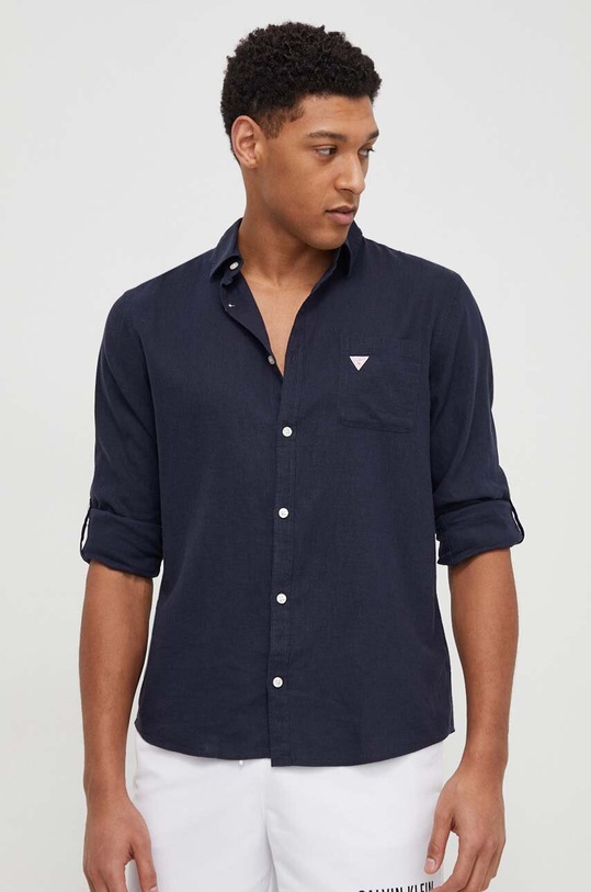 Guess koszula lniana klasyczny granatowy F4GH00.WG3L0