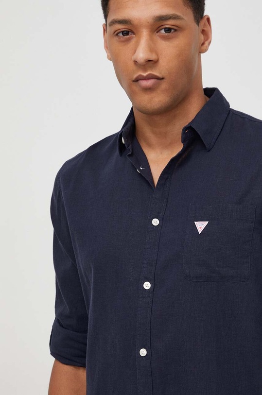 Guess koszula lniana granatowy F4GH00.WG3L0