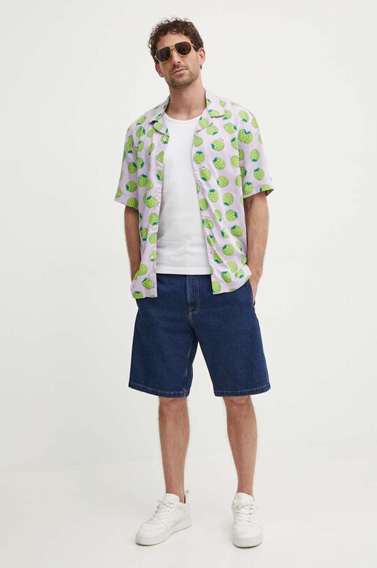 Рубашка United Colors of Benetton 5XRBUQ047 фиолетовой SS24