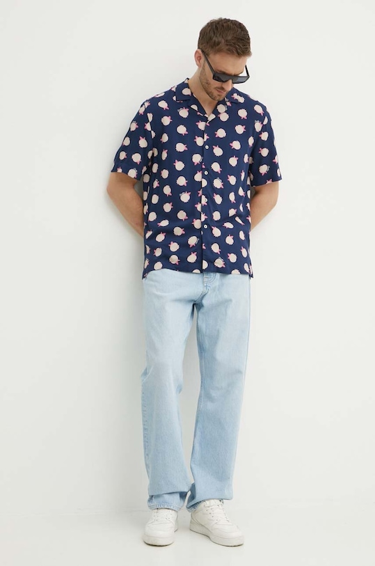 Košulja United Colors of Benetton 5XRBUQ047 mornarsko plava SS24