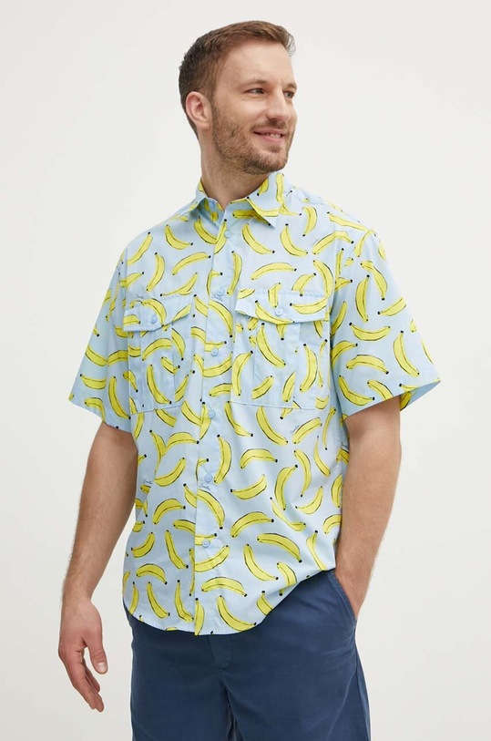 United Colors of Benetton koszula bawełniana wzorzyste niebieski 58Z2UQ044