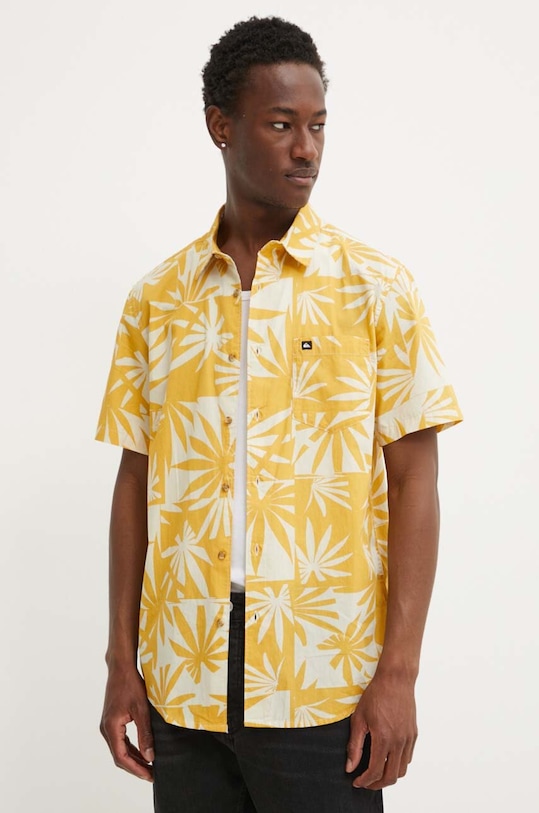 Quiksilver koszula bawełniana wzorzyste żółty AQYWT03314
