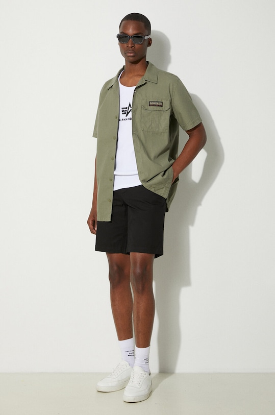 Napapijri koszula bawełniana G-Boyd NP0A4HQ4GAE1 zielony SS24