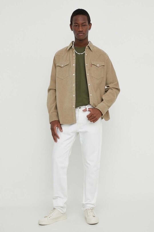 Levi's koszula bawełniana 85744 beżowy SS25