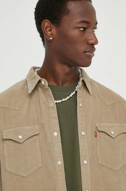 Levi's camasa din bumbac bej 85744