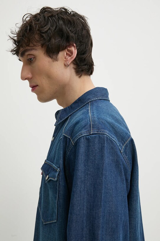Bavlněná košile Levi's námořnická modř 85744