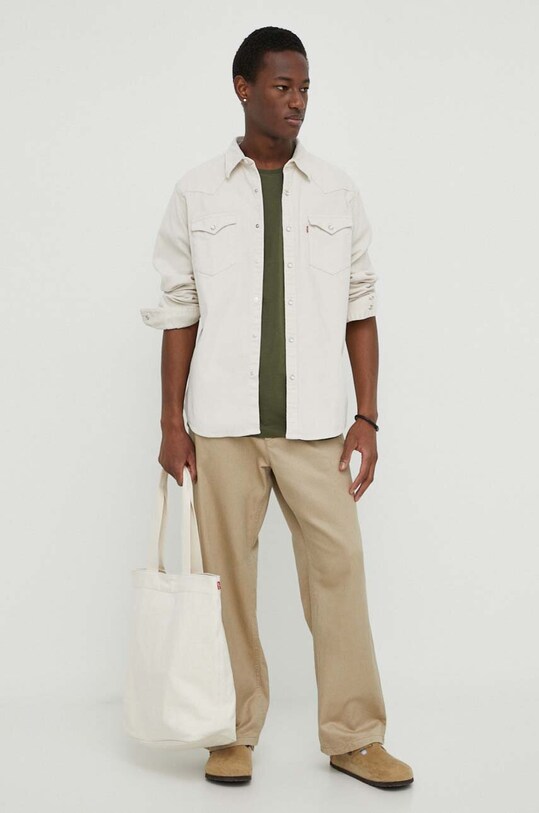 Βαμβακερό πουκάμισο Levi's 85744 μπεζ SS25