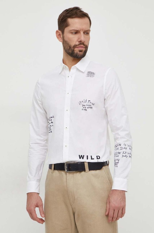 Desigual koszula bawełniana JOSHUA wzorzyste beżowy 24SMCW19
