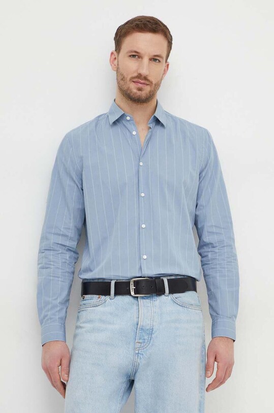 Sisley camasa din bumbac cu modele albastru 5B8SSQ03A