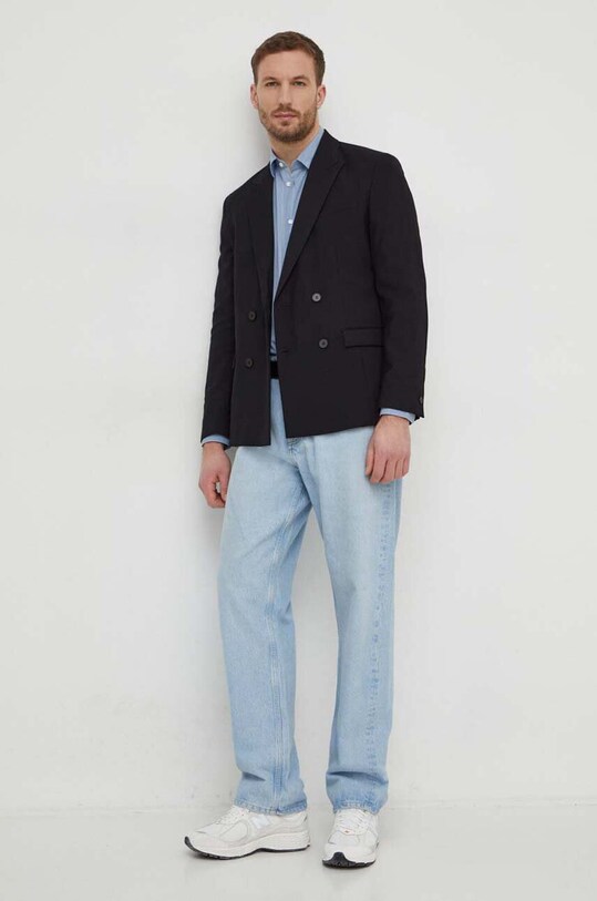 Sisley camasa din bumbac 5B8SSQ03A albastru SS24