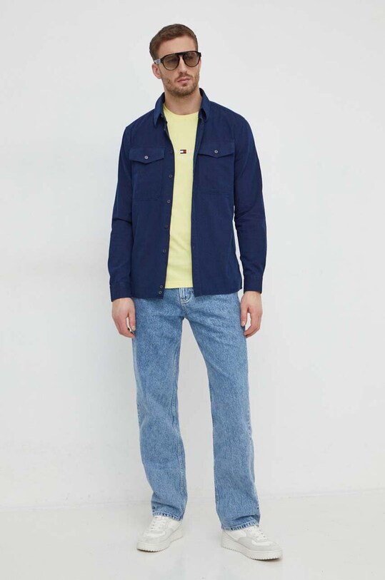 Sisley camasa din bumbac 50PHSQ03C bleumarin SS24