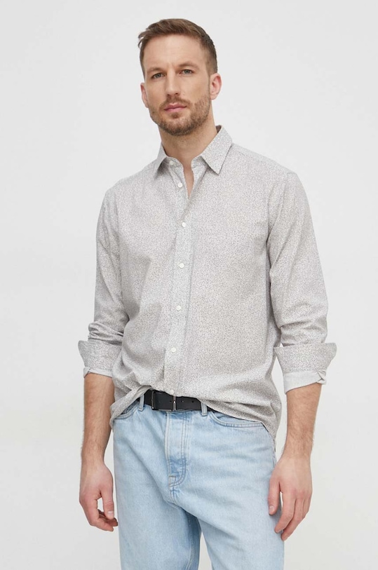 Рубашка Sisley узор серый 5N1JSQ036
