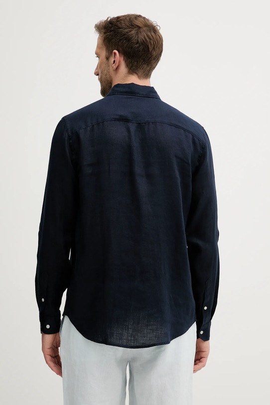 Odjeća Lanena košulja Sisley 5BKUSQ029 mornarsko plava