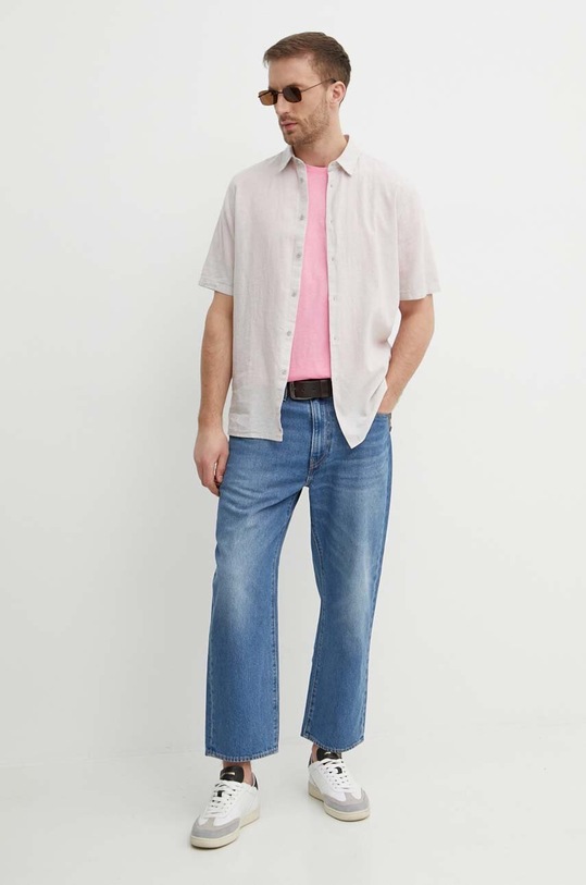 Сорочка з льону Sisley 59A2SQ03K бежевий SS24