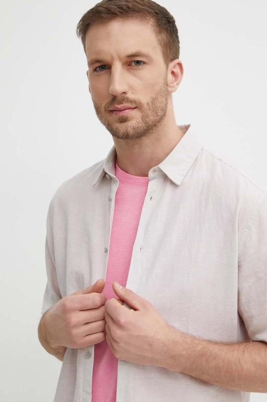 Сорочка з льону Sisley бежевий 59A2SQ03K