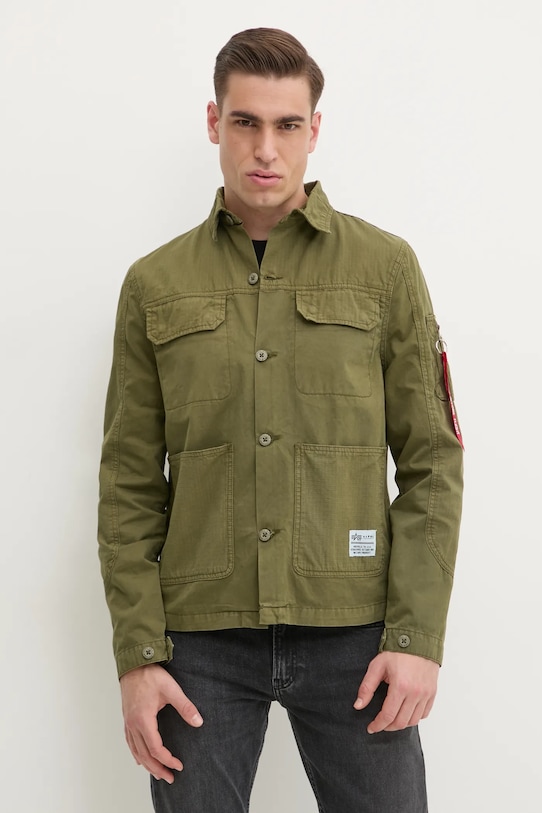 Bavlněná košile Alpha Industries Color Block hladký zelená 146110