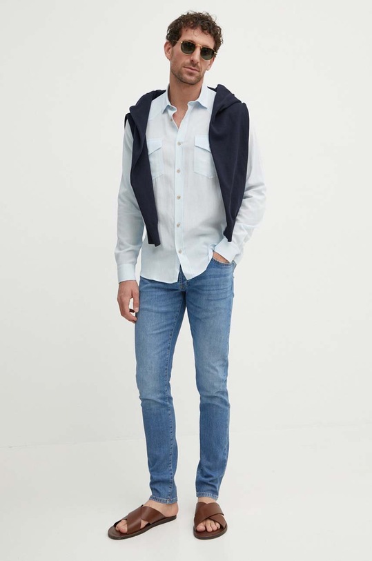 Одяг Сорочка з домішкою льону Liu Jo M124P201TEXASLINEN блакитний