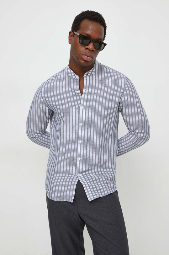 Ľanová košeľa Michael Kors regular sivá CS44002BAH