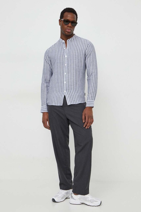 Oblečenie Ľanová košeľa Michael Kors CS44002BAH sivá