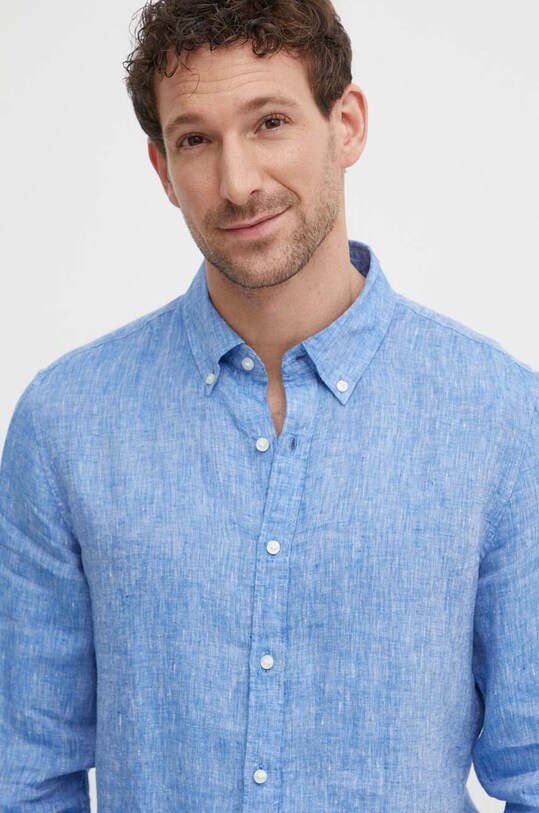Michael Kors camicia di lino CS4400H4YT blu