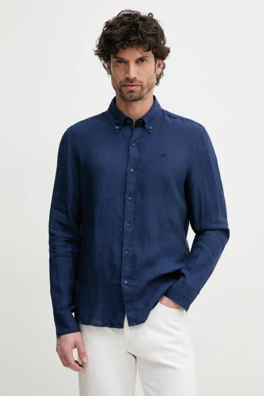 Michael Kors camicia di lino blu navy CS4400H4YT