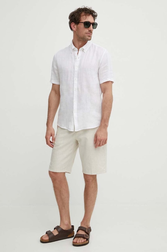 Ρούχα Πουκάμισο από λινό Michael Kors CS4400I4YT λευκό