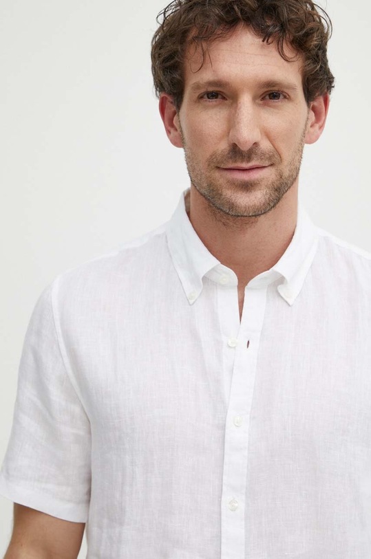 Πουκάμισο από λινό Michael Kors CS4400I4YT λευκό