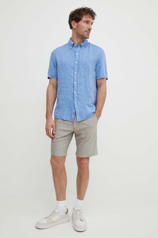 Michael Kors koszula lniana CS4400I4YT niebieski SS24