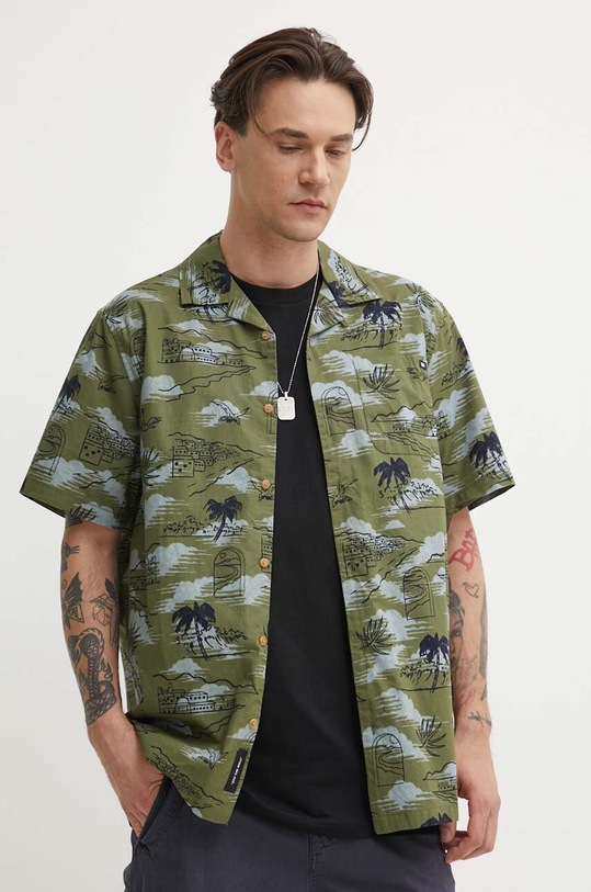 Vans camasa din bumbac scurt verde VN000G7GAMB1