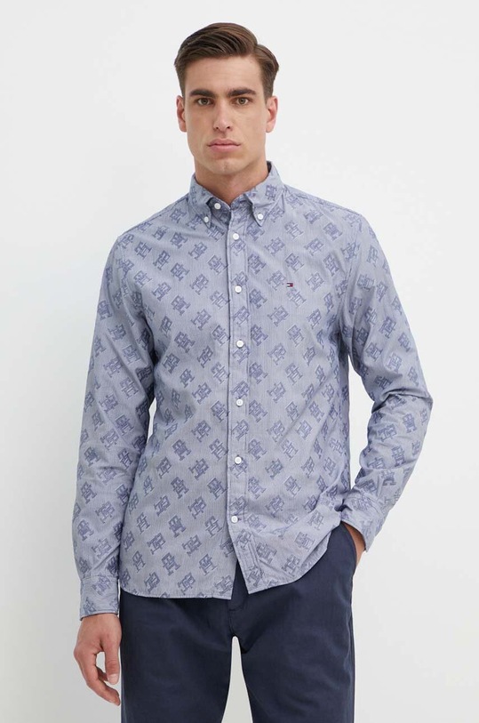 Bavlněná košile Tommy Hilfiger námořnická modř MW0MW34557