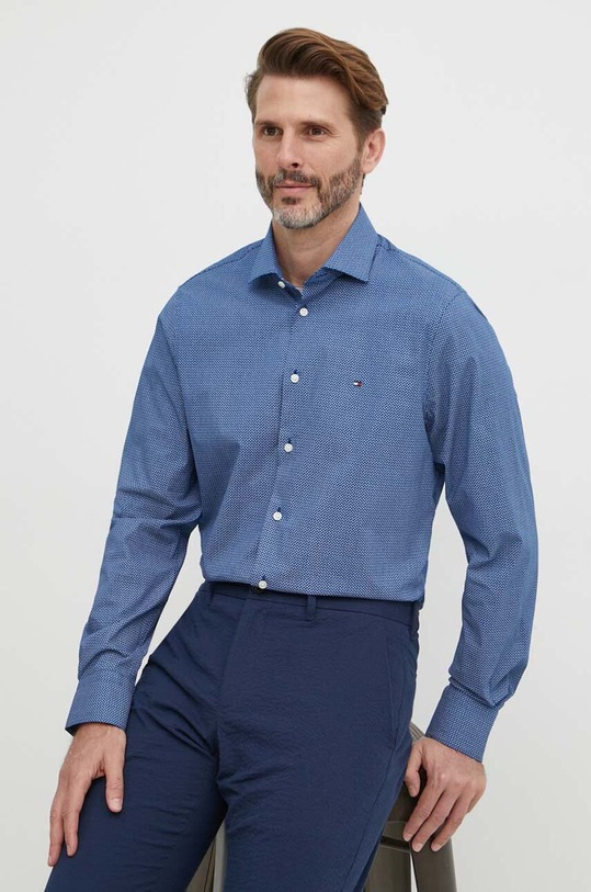 Πουκάμισο Tommy Hilfiger με ελαστάν σκούρο μπλε MW0MW34629