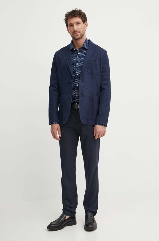Odzież Tommy Hilfiger koszula bawełniana MW0MW34649 granatowy