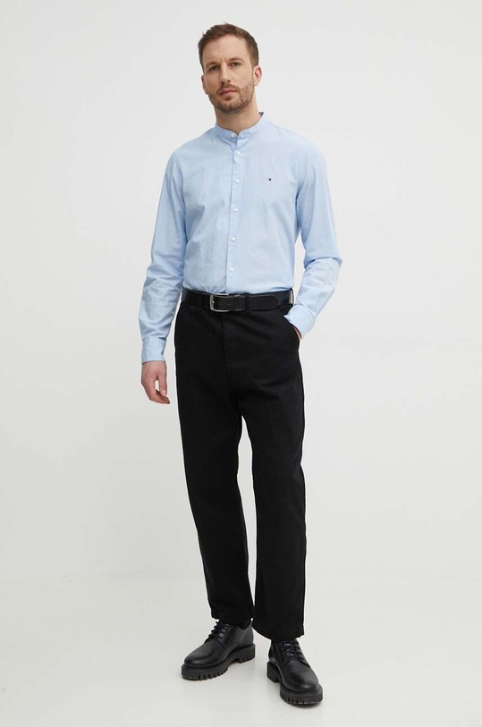 Бавовняна сорочка Tommy Hilfiger MW0MW34650 блакитний SS24